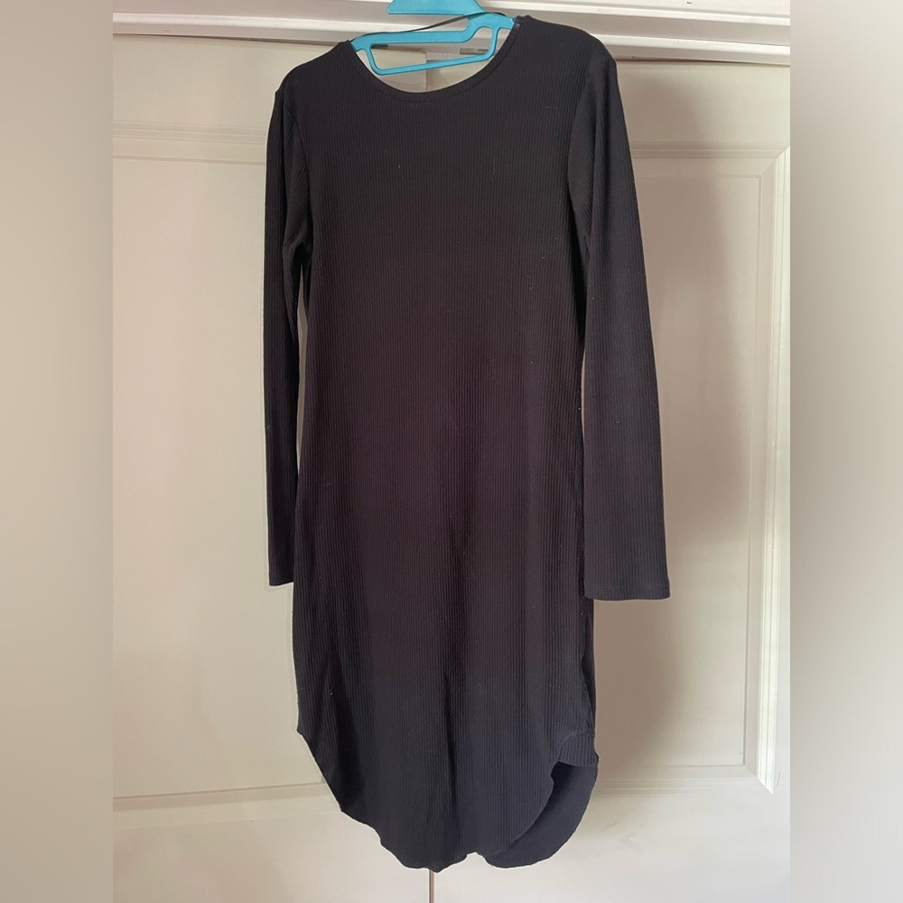 Black Bodycon Ribbed Dress by GF